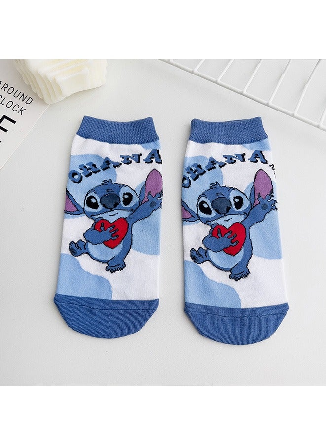 5 أزواج من الجوارب القصيرة Lilo amp; Stitch، جوارب قطنية لطيفة برسوم كارتونية، جوارب صيفية منخفضة القطع للكاحل - Image 5
