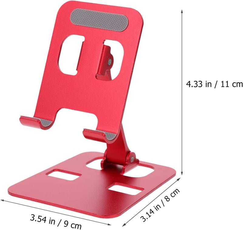 Aluminum Alloy Foldable Tablet PC Holder and Mobile Phone Stand, Adjustable Multi-Angle Desktop Phone Support in Portable China Red for Smartphones and Tablets - Image 2