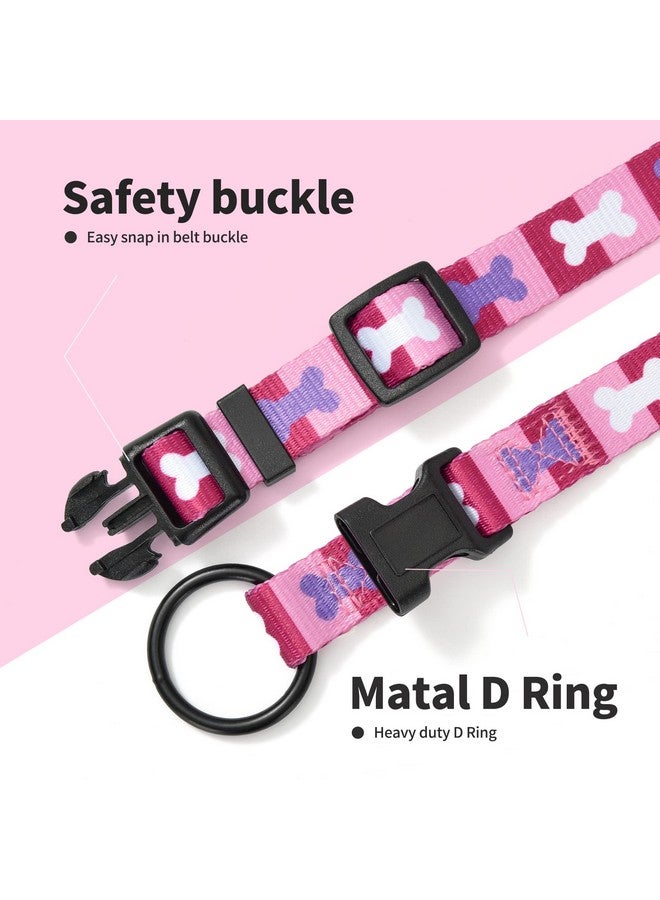 مايل هاي لايف طوق نايلون للجراء من مايل هاي لايف، نايلون خفيف الوزن بنقوش لطيفة، مناسب للكلاب الصغيرة والمتوسطة والكبيرة (عظمة أرجوانية، رقبة متوسطة، من 13 إلى 17 بوصة) - Image 3