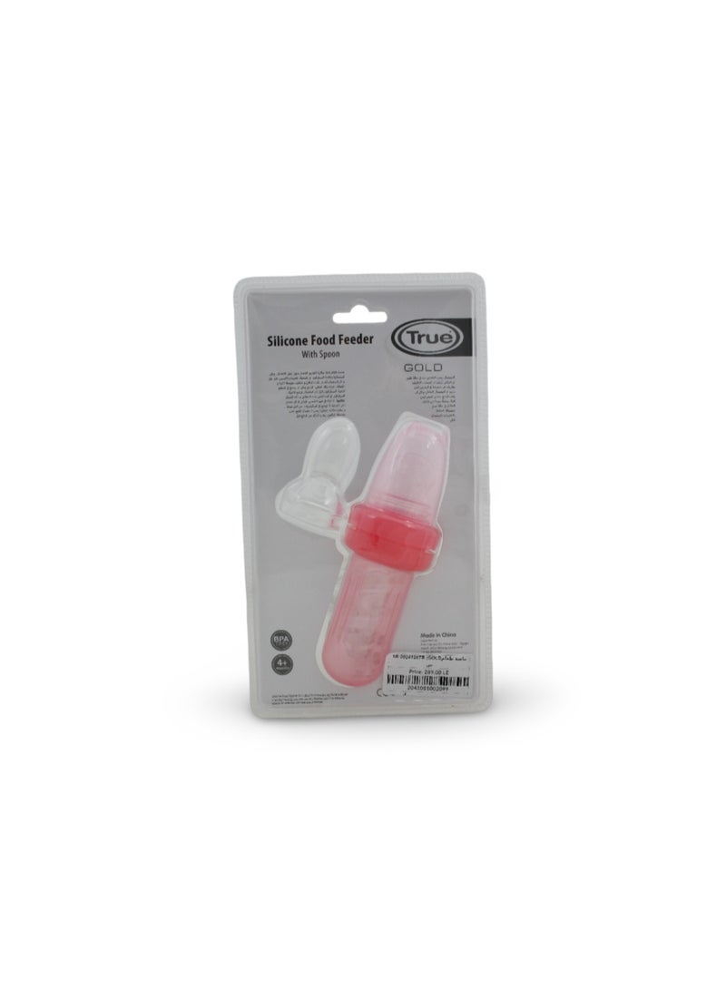 True Gold Silicone Feeder 2-in-1 with Spoon – Pink - Image 2