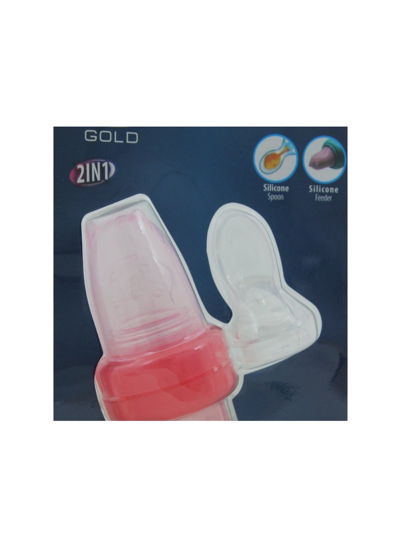 True Gold Silicone Feeder 2-in-1 with Spoon – Pink - Image 3