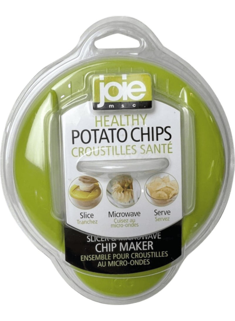 جوا قطاعة شرائح البطاطس البلاستيكية الصحية المقاومة للميكروويف باللون الأخضر والشفاف - Image 1