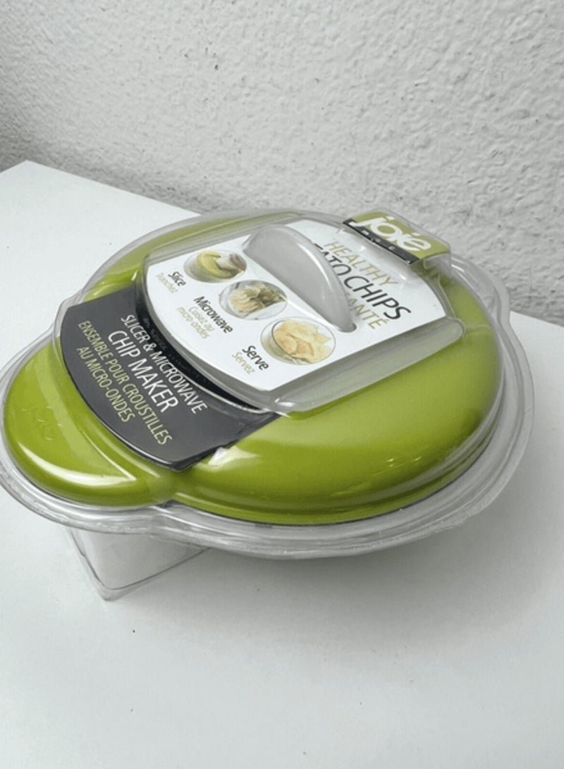 جوا قطاعة شرائح البطاطس البلاستيكية الصحية المقاومة للميكروويف باللون الأخضر والشفاف - Image 3