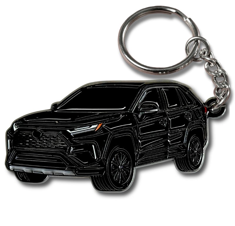 FOUR WHEEL BEAST سلسلة مفاتيح BEAST RAV4 ذات العجلات الأربع - ملحقات RAV 4 2025 سلسلة مفاتيح معدنية غطاء فوب trd ملحقات السيارة هدايا تعديل (أسود) - Image 1