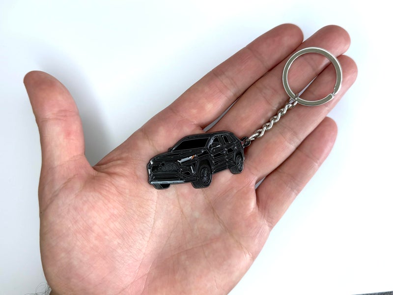 FOUR WHEEL BEAST سلسلة مفاتيح BEAST RAV4 ذات العجلات الأربع - ملحقات RAV 4 2025 سلسلة مفاتيح معدنية غطاء فوب trd ملحقات السيارة هدايا تعديل (أسود) - Image 2