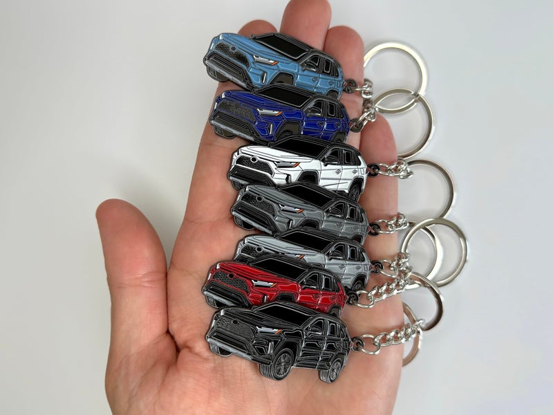 FOUR WHEEL BEAST سلسلة مفاتيح BEAST RAV4 ذات العجلات الأربع - ملحقات RAV 4 2025 سلسلة مفاتيح معدنية غطاء فوب trd ملحقات السيارة هدايا تعديل (أسود) - Image 4
