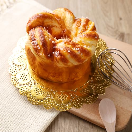 HAKSEN 108PCS Paper Lace Doilies, Gold Food Doilies Disposable Doilies 36PCS Each 6.5", 8.5", 10.5" for Baked Grilled Fried Food Tableware Decoration - Image 5