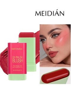 Meidián Blush Stick, Blush Cream for Cheeks Eyes Lips,Blush in Natural with Waterproof Sweat-Resistant, Tinted Solid Stick with Long Lasting, Nude Makeup Multi-Use Color Stick Creamy Blush, Hot Red  - Image 1