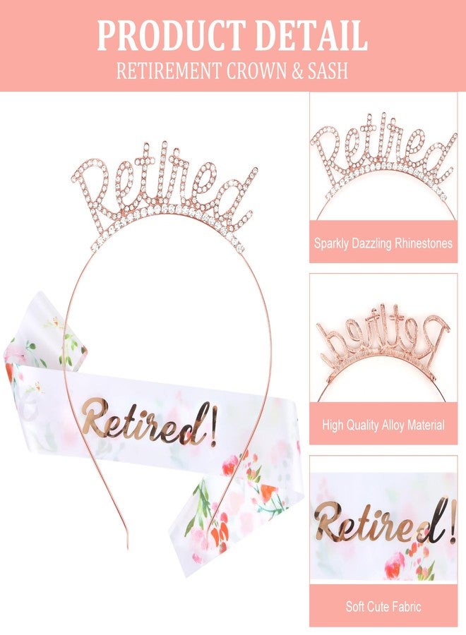 CAVETEE Costume Headwear Retirement Crown and Sash Set, Officially Retired Tiara Retirement Party Decoration for Women, Gifts, Favors - Image 2