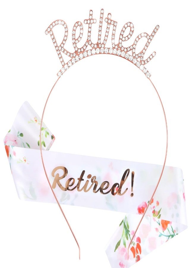 CAVETEE Costume Headwear Retirement Crown and Sash Set, Officially Retired Tiara Retirement Party Decoration for Women, Gifts, Favors - Image 1