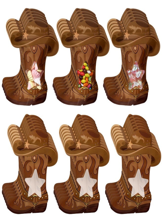 Resurhang 60 Pcs Cowboy Boots Zipper Treat Bags Wild West Food Goodie Gifts Bags Resealable Western Theme Party Snack Candy Containers for Cowboy Birthday Bachelorette Baby Shower Supplies - Image 1