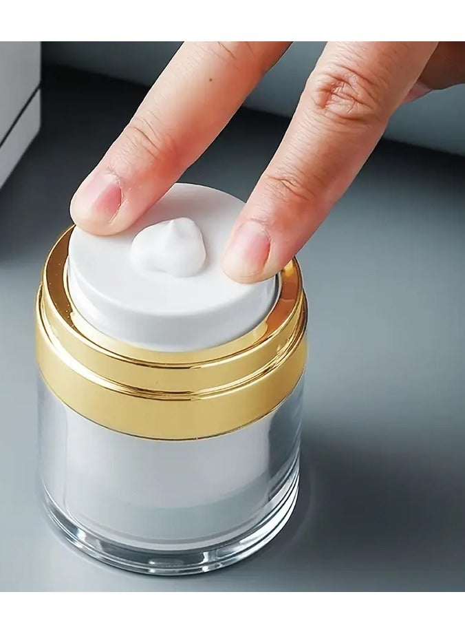 روزينو 1pc كريم جرة زجاجة فراغ، مضخة بدون هواء جرة زجاجة حاويات السفر للمستحضرات والكريمات مقاومة للتسرب فارغة قابلة لإعادة تعبئة حاوية جرة مستحضرات التجميل مع مضخة-50 مل - Image 5