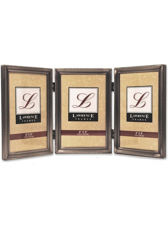 Lawrence Frames Lawrence Frames Bead Border Design, 4x6 Triple, Pewter 