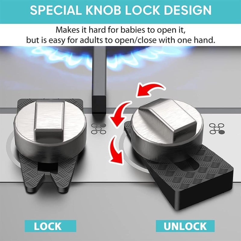 Children's safety stove knob protective cover silicone protective lock set  Grey  6PC - Image 3
