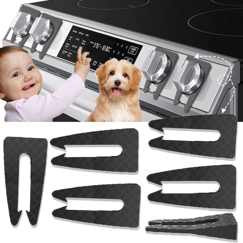 Children's safety stove knob protective cover silicone protective lock set  Grey  6PC - Image 1