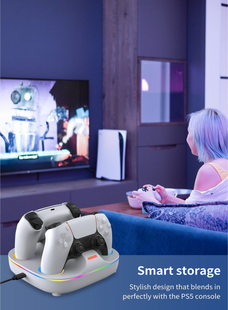 DOBE Vertical Cooling Stand for PS5/PS5 Pro/Slim Disc & Digital Editions, Dual Controller Charging, RGB LED Lights, 13 Game Slots, Media Remote Slot – PS5 Accessories (Black) - Image 5