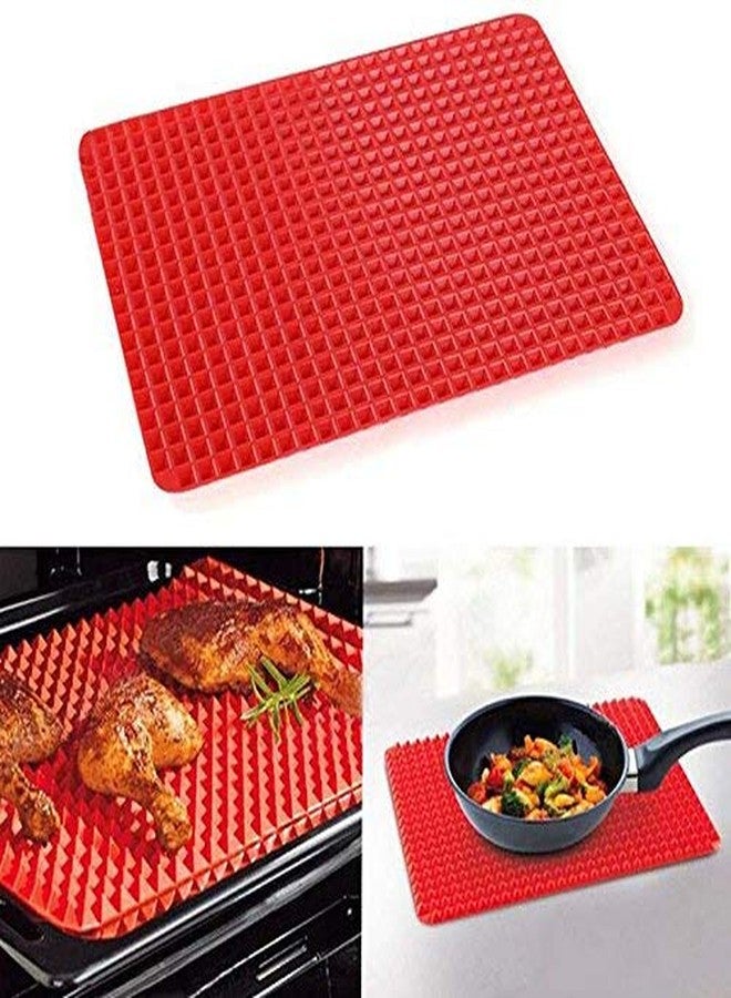 Maharsh 1Pcs Pyramid Pan Non-Stick Silicone Baking Mat Mould Cooking Mat Oven Baking Tray Silicone Grill Mat Pyramid Multi-Function Baking Pan Microwave Oven Pad 39 * 28.5Cm (Multicolor) - Image 4