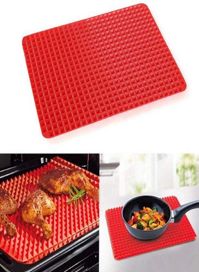 Maharsh 1Pcs Pyramid Pan Non-Stick Silicone Baking Mat Mould Cooking Mat Oven Baking Tray Silicone Grill Mat Pyramid Multi-Function Baking Pan Microwave Oven Pad 39 * 28.5Cm (Multicolor) - Image 1