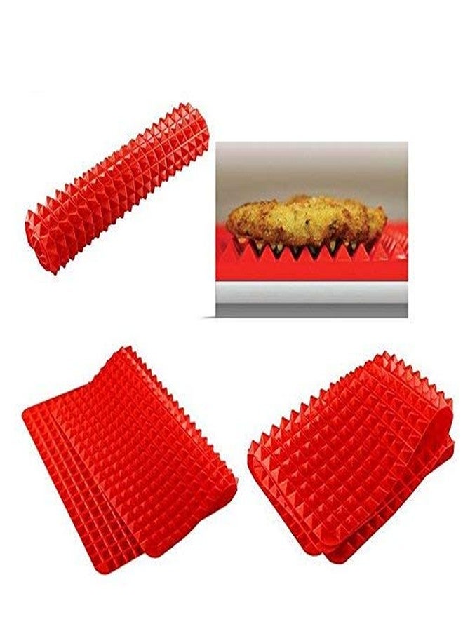 Maharsh 1Pcs Pyramid Pan Non-Stick Silicone Baking Mat Mould Cooking Mat Oven Baking Tray Silicone Grill Mat Pyramid Multi-Function Baking Pan Microwave Oven Pad 39 * 28.5Cm (Multicolor) - Image 3