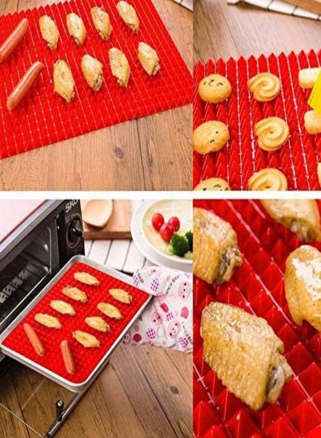 Maharsh 1Pcs Pyramid Pan Non-Stick Silicone Baking Mat Mould Cooking Mat Oven Baking Tray Silicone Grill Mat Pyramid Multi-Function Baking Pan Microwave Oven Pad 39 * 28.5Cm (Multicolor) - Image 2