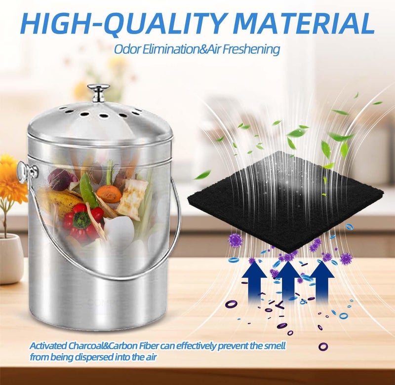 HIHEPA مرشحات مزيل الروائح بالفحم النشط لسلال القمامة 39 بوصة عبوات إزالة الروائح 20 عدد تناسب دلو الحفاضات في المطبخ وصندوق السماد وصناديق فضلات الحيوانات الأليفة مزيل رائحة طويل الأمد - Image 4