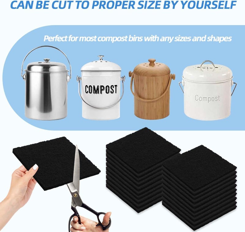 HIHEPA مرشحات مزيل الروائح بالفحم النشط لسلال القمامة 39 بوصة عبوات إزالة الروائح 20 عدد تناسب دلو الحفاضات في المطبخ وصندوق السماد وصناديق فضلات الحيوانات الأليفة مزيل رائحة طويل الأمد - Image 3