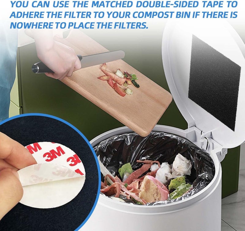 HIHEPA مرشحات مزيل الروائح بالفحم النشط لسلال القمامة 39 بوصة عبوات إزالة الروائح 20 عدد تناسب دلو الحفاضات في المطبخ وصندوق السماد وصناديق فضلات الحيوانات الأليفة مزيل رائحة طويل الأمد - Image 5