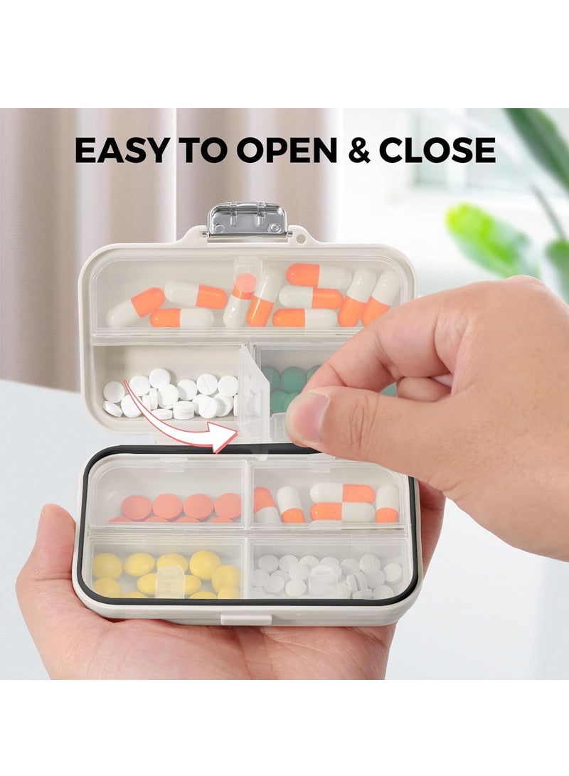 لبونير منظم أقراص للسفر، علبة أقراص محمولة لحبوب منع الحمل، علبة أقراص محمولة لحفظ الأدوية اليومية المقاومة للرطوبة لمدة 7 أيام لحفظ الفيتامينات والمكملات الغذائية وأدوية تتبع الأدوية الضرورية للسفر (أبيض كبير) - Image 5