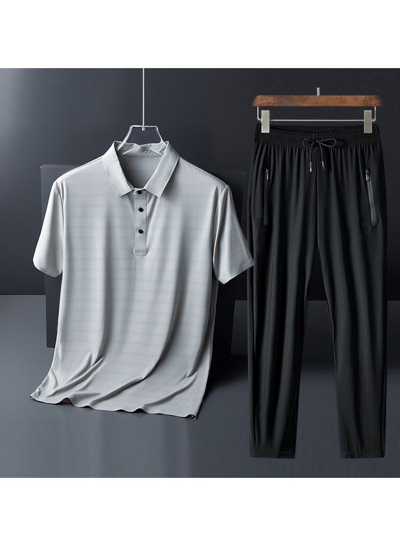 KUYING New Casual Thin Ice Silk Two-Piece Set 
