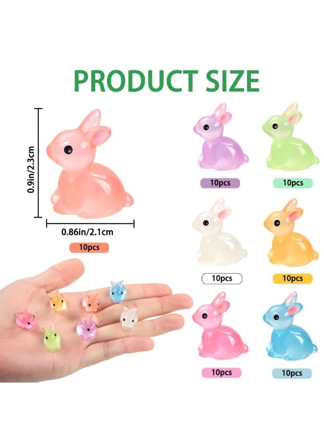 70 قطعة من الأرانب الصغيرة المضيئة من الراتنج، أرانب صغيرة من الراتنج تتوهج في الظلام، زينة مصغرة للأرانب للديكور المصغر، حوض أسماك الحديقة في أصيص، بيت دمية الحديقة، تزيين الكعك، مجموعة سلايم اصنعها بنفسك، ألعاب حفلات ساحرة - Image 2