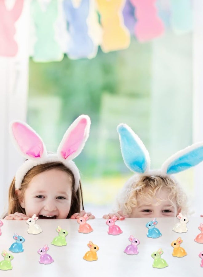 70 قطعة من الأرانب الصغيرة المضيئة من الراتنج، أرانب صغيرة من الراتنج تتوهج في الظلام، زينة مصغرة للأرانب للديكور المصغر، حوض أسماك الحديقة في أصيص، بيت دمية الحديقة، تزيين الكعك، مجموعة سلايم اصنعها بنفسك، ألعاب حفلات ساحرة - Image 3