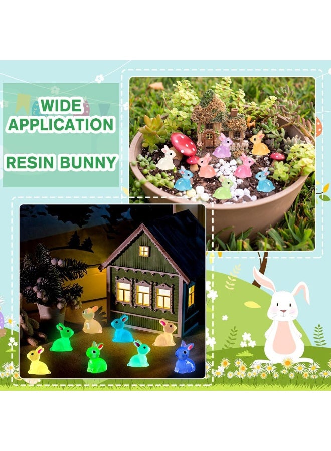 70 قطعة من الأرانب الصغيرة المضيئة من الراتنج، أرانب صغيرة من الراتنج تتوهج في الظلام، زينة مصغرة للأرانب للديكور المصغر، حوض أسماك الحديقة في أصيص، بيت دمية الحديقة، تزيين الكعك، مجموعة سلايم اصنعها بنفسك، ألعاب حفلات ساحرة - Image 4