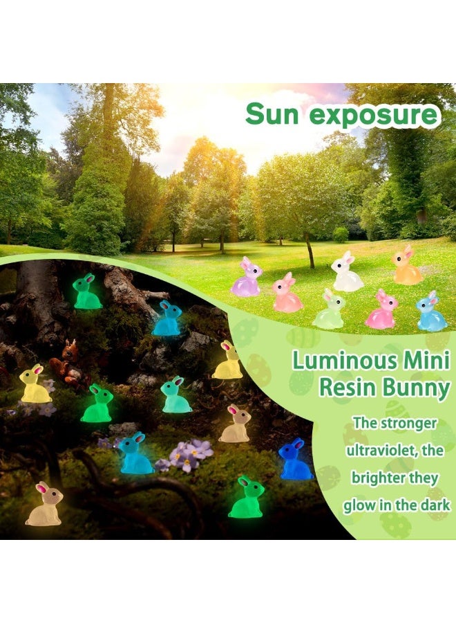 70 قطعة من الأرانب الصغيرة المضيئة من الراتنج، أرانب صغيرة من الراتنج تتوهج في الظلام، زينة مصغرة للأرانب للديكور المصغر، حوض أسماك الحديقة في أصيص، بيت دمية الحديقة، تزيين الكعك، مجموعة سلايم اصنعها بنفسك، ألعاب حفلات ساحرة - Image 5