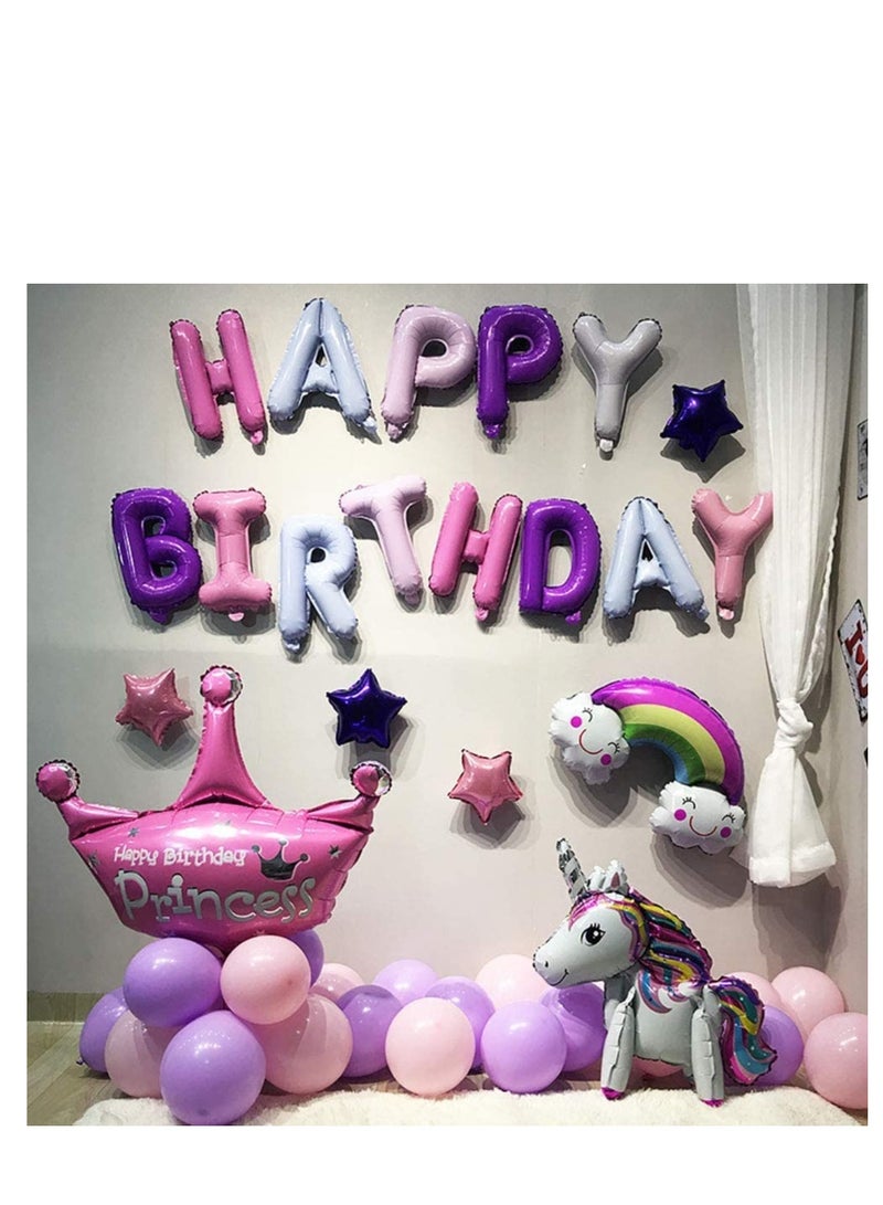 MARKQ Purple Pink Happy Birthday Balloons Banner, 16 Inch Mylar Foil Letters Birthday Sign for Girls Boys Kids & Adults Birthday Decorations and Party Supplies  - Image 3
