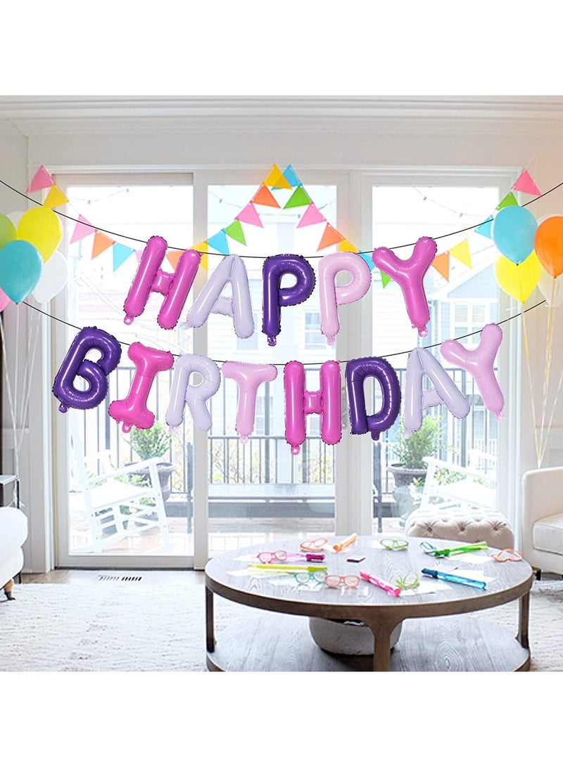 MARKQ Purple Pink Happy Birthday Balloons Banner, 16 Inch Mylar Foil Letters Birthday Sign for Girls Boys Kids & Adults Birthday Decorations and Party Supplies  - Image 5