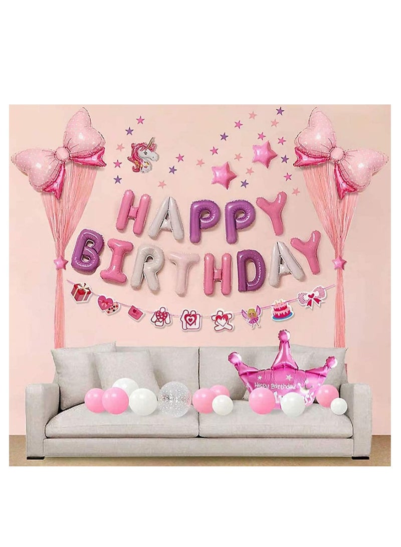 MARKQ Purple Pink Happy Birthday Balloons Banner, 16 Inch Mylar Foil Letters Birthday Sign for Girls Boys Kids & Adults Birthday Decorations and Party Supplies  - Image 4