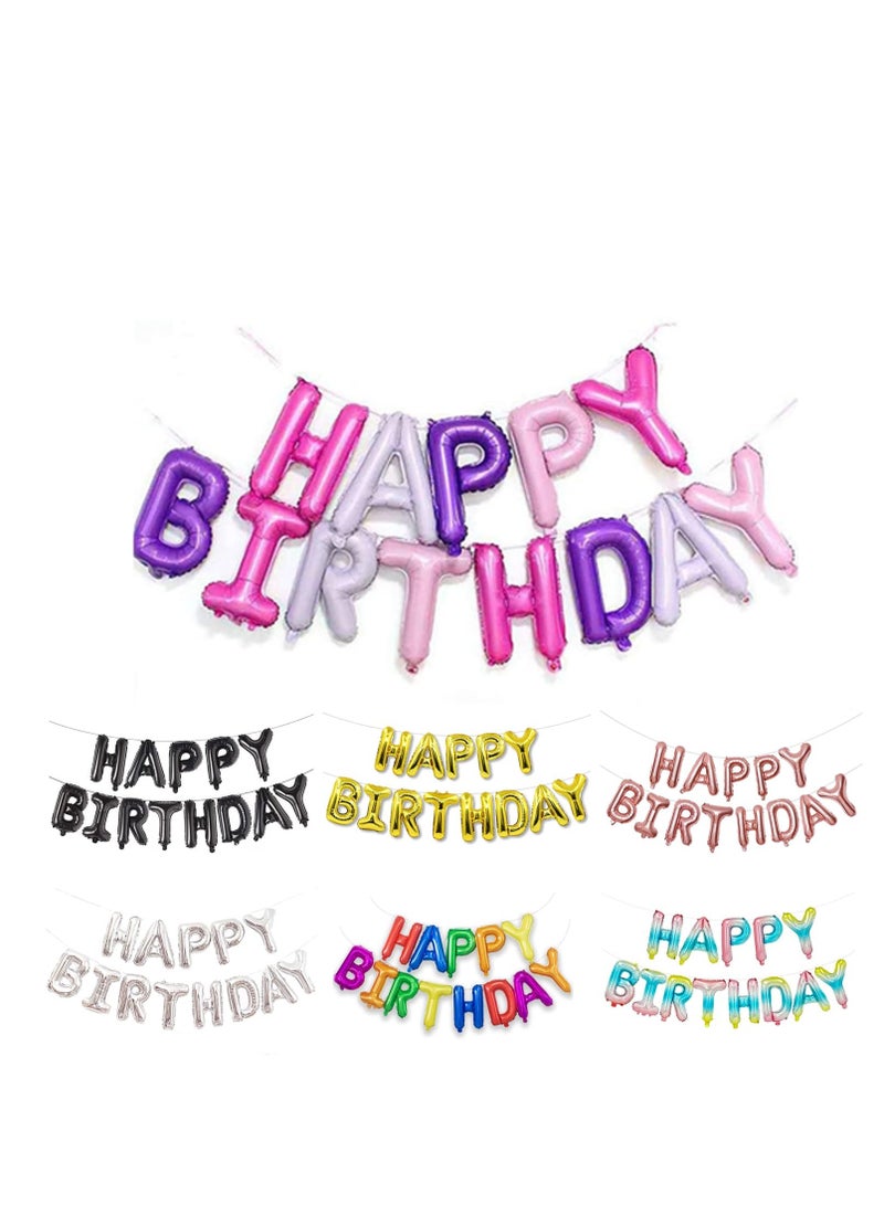 MARKQ Purple Pink Happy Birthday Balloons Banner, 16 Inch Mylar Foil Letters Birthday Sign for Girls Boys Kids & Adults Birthday Decorations and Party Supplies  - Image 1