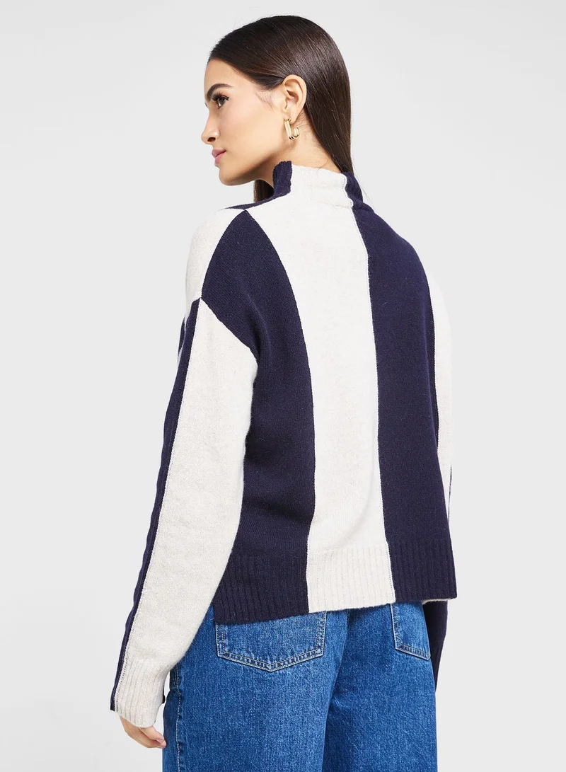 WHISTLES Color Block Sweater