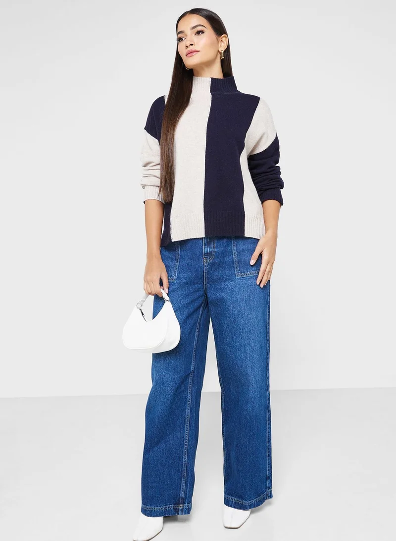 WHISTLES Color Block Sweater