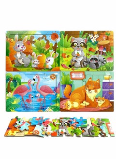 KASTWAVE Toddler Wooden Puzzles for Kids, Montessori Toys, 4 Pack Animal Jigsaw Puzzles Set Preschool Learning Toys, Educational Learning, Boys Girls Gifts, Family Time Bonding Activity  - Image 1