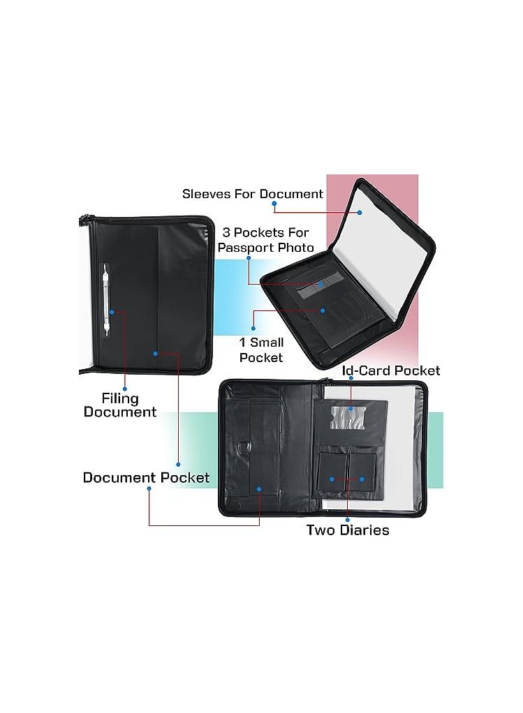Storite PU Leather Multipurpose 24 File Sleeve to Store A4 Professional Files and Folders - Image 3