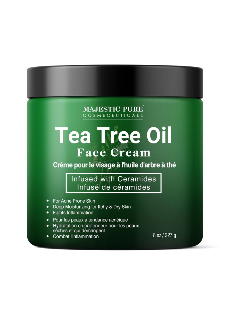 Majestic Pure Majestic Pure Tea Tree Oil Face Cream | Cream for Dry & Itchy Skin, Acne, Scar, Day & Night Moisturizer Face Cream for Women & Men | 8 Oz 