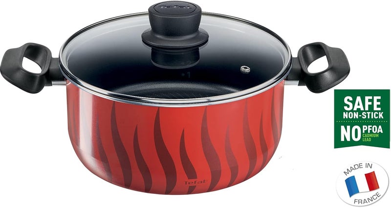 T-fal TEFAL Cookware 10 PCs Set | Tempo Flame | saucepan 16 cm+lid/stewpots 22/26cm+lids/frypans 20/26cm/tart mould 30cm/oven dish 31X24cm | Non stick | Red | Made in France | 2 Years Warranty | C3079182 - Image 3