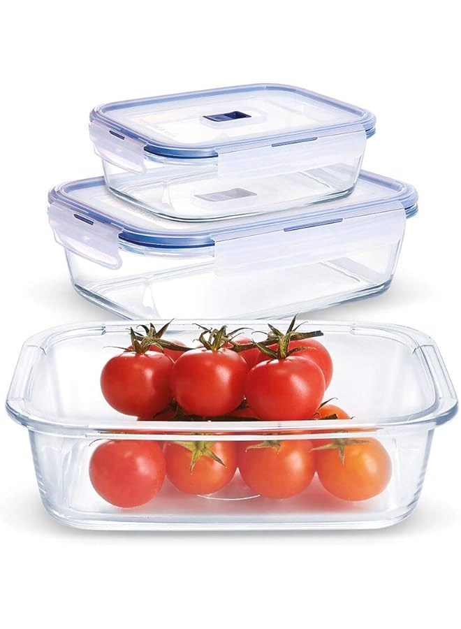 لومينارك مجموعة علب غداء مستطيلة مسطحة من 3 قطع مع حقيبة