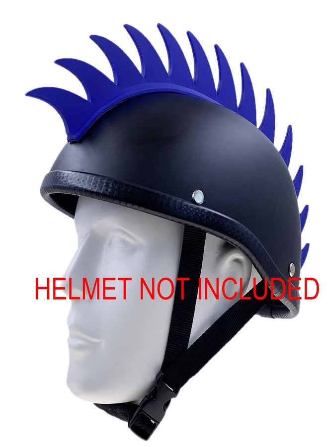 Hot Rides Punk Rubber Mohawk Warhawk Wig Accessory Stick On Helmet for Ski Skate Bike Biker Bicycle Scooter Motorcycle Helmet (Sharkfin - Blue) - Image 2
