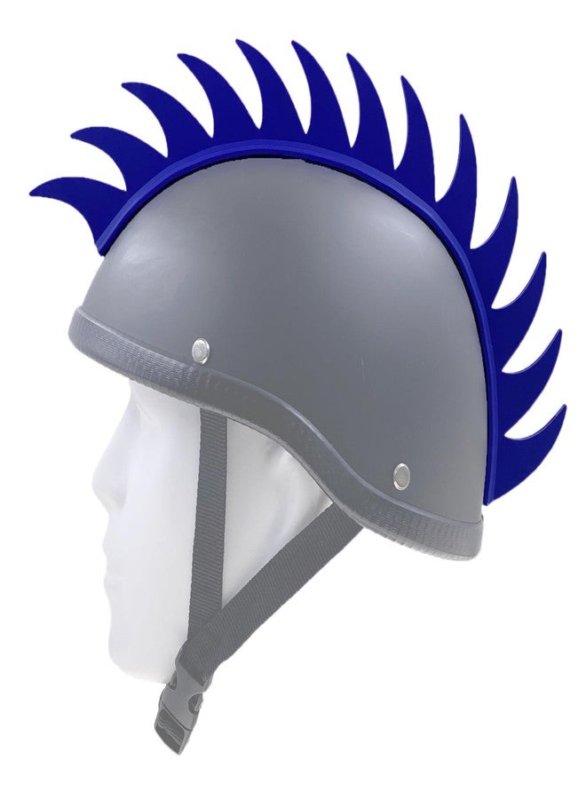 Hot Rides Punk Rubber Mohawk Warhawk Wig Accessory Stick On Helmet for Ski Skate Bike Biker Bicycle Scooter Motorcycle Helmet (Sharkfin - Blue) - Image 1