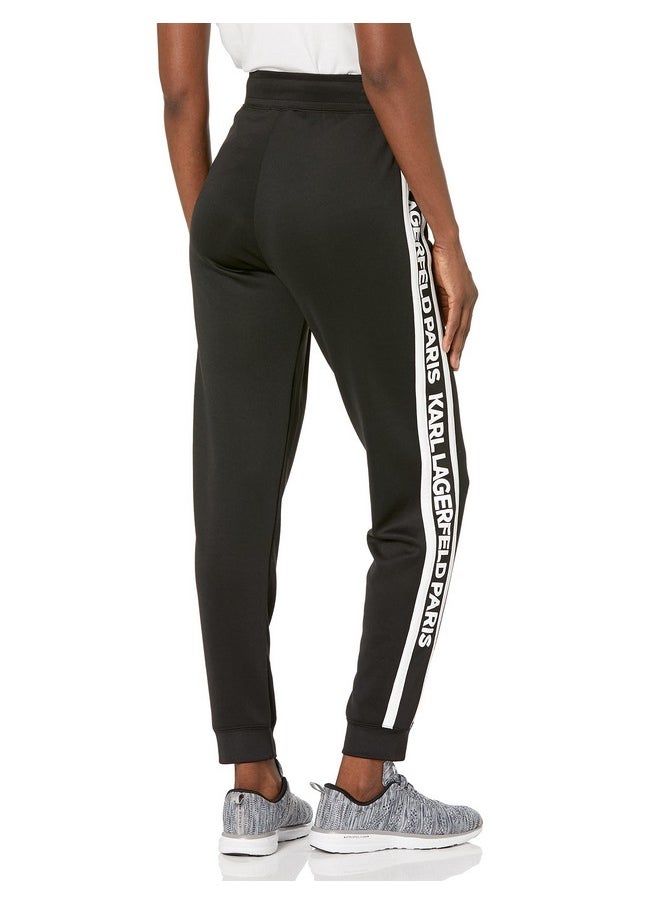 Karl Lagerfeld Paris - Womens Block Letter Logo Jogger Tracksuit Black White Xsmall Us - Image 1