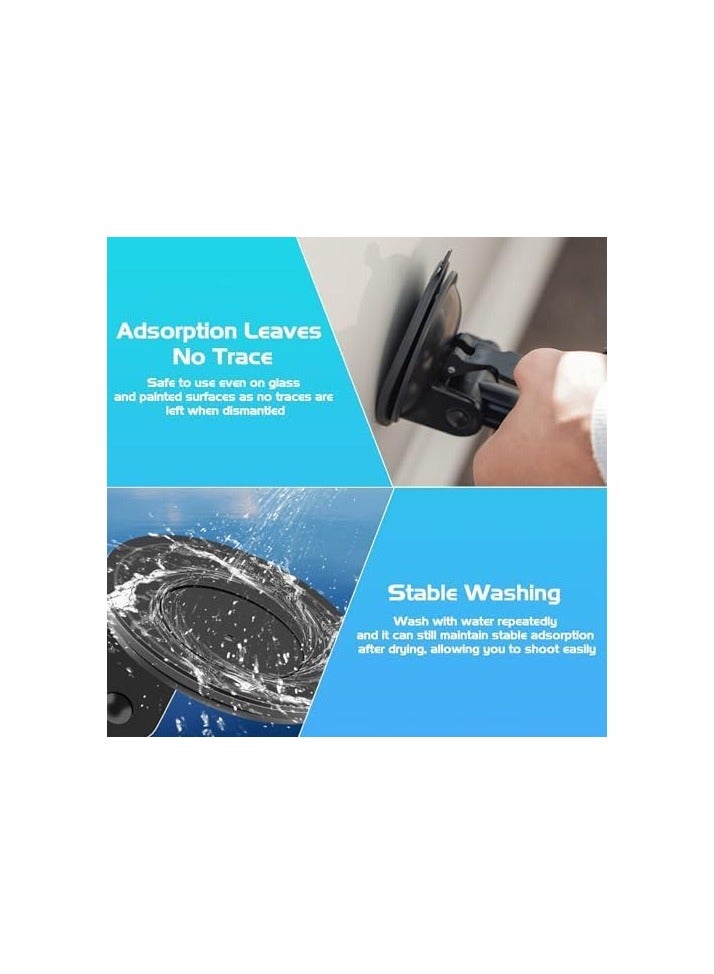 Camera Suction Cup Adapter Holder, Car Windshield Dashboard Dashboard Stand, Heavy Action Camera Stand, Power Suction Cup Camera Stand, Camera Car Mount with Tripod Adapter and Phone Holder - Image 5