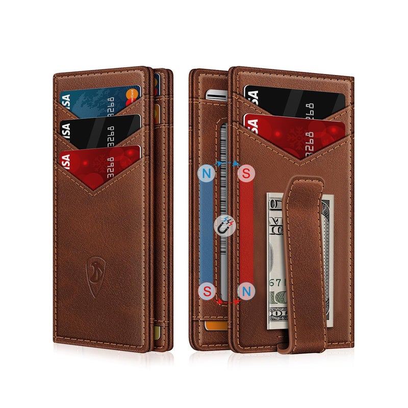 ZALVEX Wallet for Men Slim Leather Wallets for 12-15 Cards, Minimalist Thin RFID Blocking Card Holder with Money Clip & ID Window, Small Bifold Front Pocket Wallet, Gifts for Men - Image 1