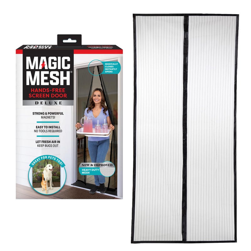 Magic Mesh Deluxe Black Magnetic Screen Door Heavy Duty Magnetic Closure Door Net Patio Screen Sliding Door Screen Bug Screen for Doorways Kid Pet Friendly Size 39 x 83 Pack of 1